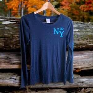 Abercrombie & Fitch Long Sleeve T Shirt Womens Large Navy Blue Vintage